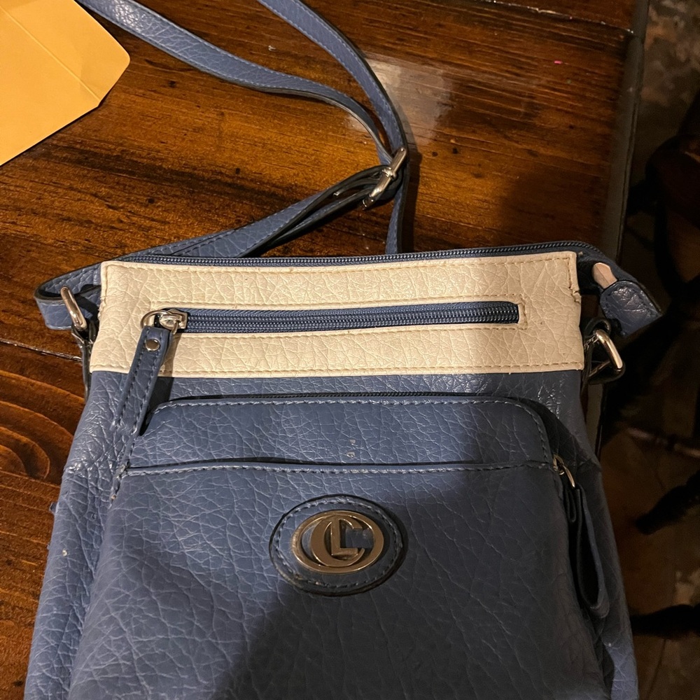 Liz Claiborne Blue and Cream Shoulder Bag